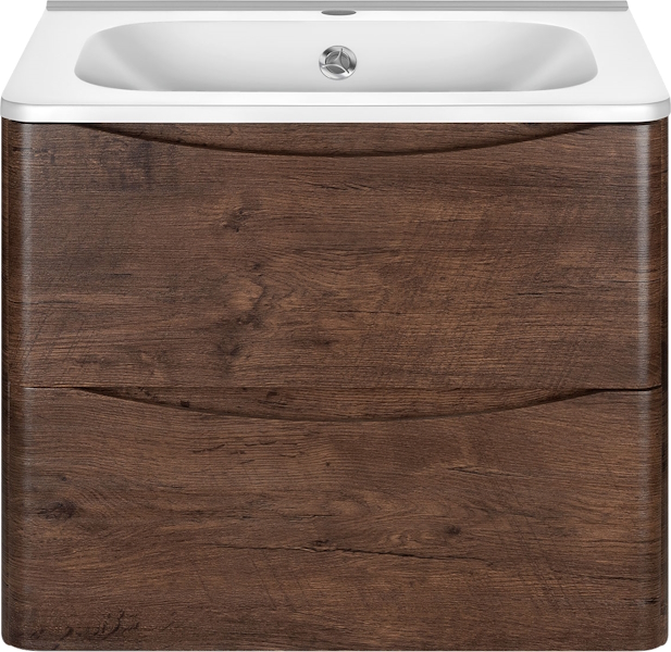 Тумба с раковиной подвесная Vincea Paola VMC-2P600 59,4 см с двумя выдвижными ящиками (детальная фотография), моноблок