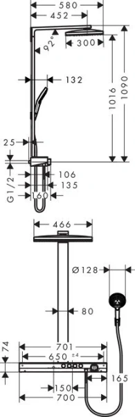 Душевая система Hansgrohe Rainmaker Select 27029400 (детальная фотография), классические, ретро