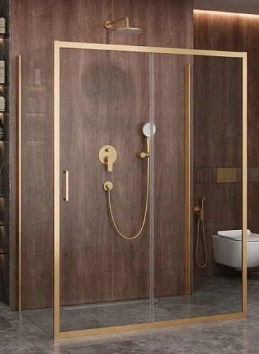 Душевой уголок Cezares Molveno 150х90 см прозрачное стекло профиль золото - фото 3