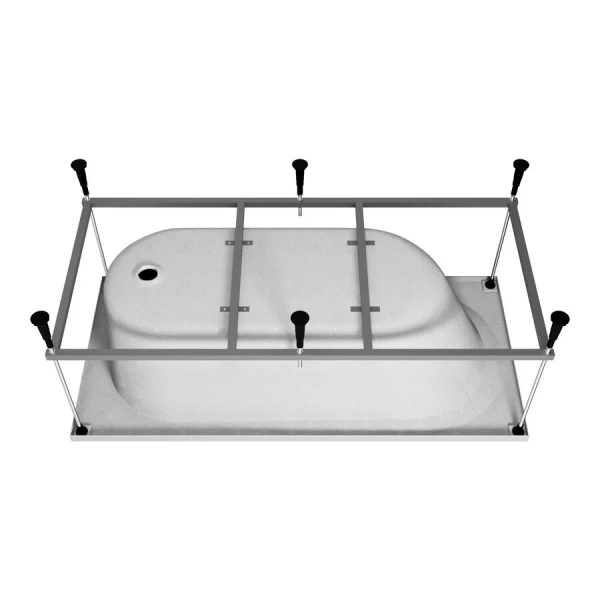 Ванна акриловая Vincea VBT-2B150-FR, 150 x 70 см, с каркасом, белая (детальная фотография), 150х70