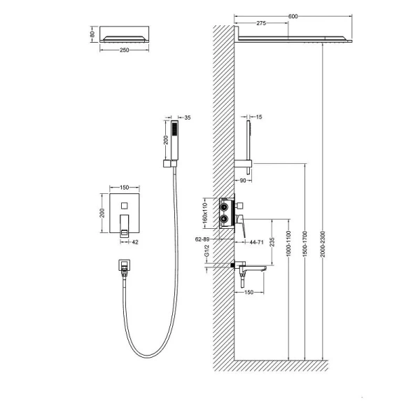 Душевой комплект Timo Briana черный SX-7119/03SM (детальная фотография), комплекты