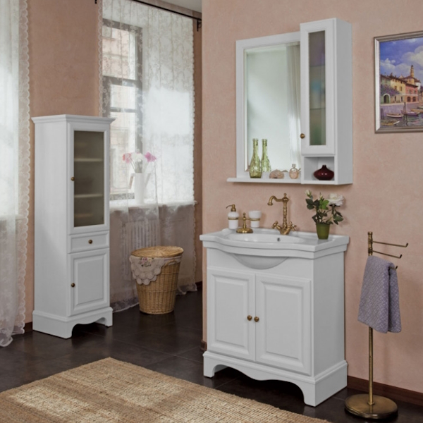 Пенал для ванной, петли справа, цвет белый матовый, фурнитура бронза, La Beaute Michel CMI.Dx.LBO.O.BR (детальная фотография) index_1