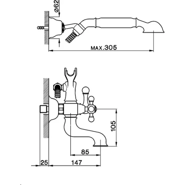 Смеситель для ванны Cisal Arcana бронза AC00012027 (детальная фотография), для ванны