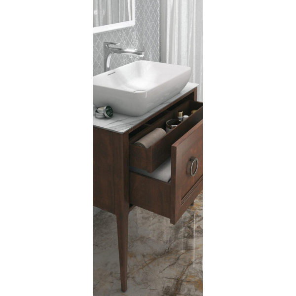 Тумба под раковину напольная Kerama Marazzi Plaza Classic 80 см орех матовый PL.CN.80.1+1\NUT.M (детальная фотография), под врезную раковину, под накладную раковину