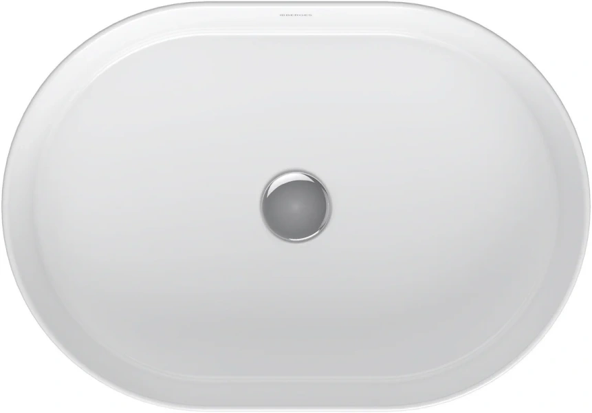 Раковина BERGES Ego 55 см белая глянцевая 181012 (детальная фотография), накладные (на столешницу), пристенные
