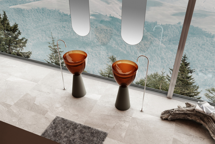 Раковина Abber Kristall 45 см черная/коричневая AT2703Black-Opal (детальная фотография), черные, другие