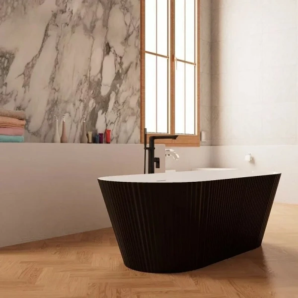 Ванна акриловая Frank F6103, 12514, 170 х 75 см, цвет белый/черный (детальная фотография), современныe, hi-tech