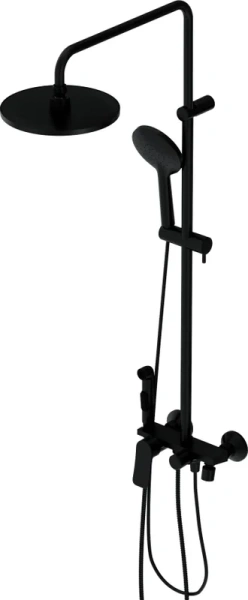 Душевая стойка Damixa Apollo со смесителем-полкой, черный матовый DX220910300 (детальная фотография), рычажные