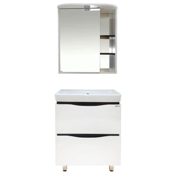 Зеркальный шкаф, зеркало слева, полочки справа, цвет белый/чёрный, Misty Венера П-ВНР04070-25СВЛ (детальная фотография), по запросу index_1