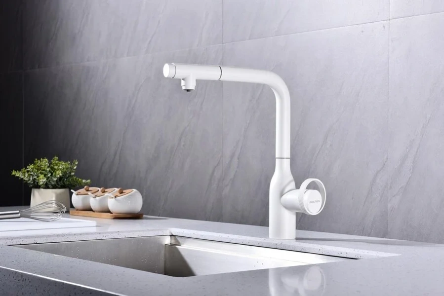 Смеситель для кухни Paulmark Urban белый матовый Ur213104-431 (детальная фотография), белые