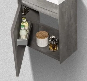 Тумба под раковину подвесная Belbagno Pietra Mini 46 см правосторонняя, stucco cemento PIETRA MINI-460-1A-SO-SCM-R (детальная фотография), современная, hi-tech