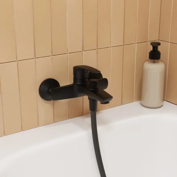 Смеситель для ванны IDDIS Ray черный матовый RAYBL02i02WA (детальная фотография), современные, hi-tech