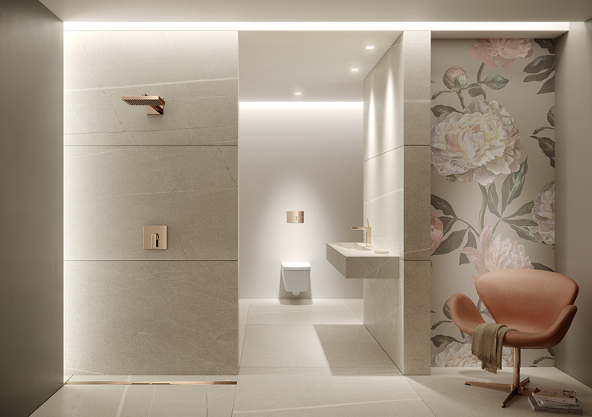 Клавиша смыва Tece TECEsquare глянец красный позолоченный 9240841 (детальная фотография), слив эконом-стандарт с двумя клавишами