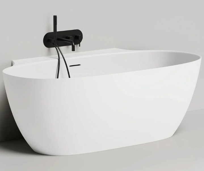 Ванна из искусственного камня Salini Alda Wall 170x90 см белый глянцевый 101915G (детальная фотография), овальные