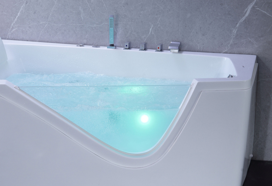 Ванна акриловая Gemy G9056 170х130 см (детальная фотография), с гидромассажем, большие, двухместные, глубокие