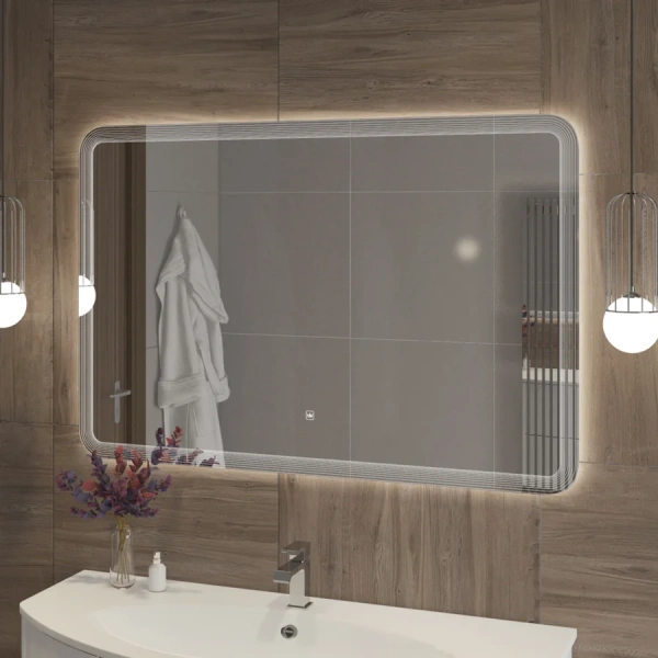 Зеркало с подсветкой Cezares Duet 120 см прямоугольное CZR-SPC-DUET-1200-800-LED-TCH (детальная фотография), с подсветкой