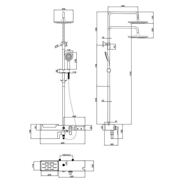 Душевая стойка Lemark Tropic хром LM7007C (детальная фотография), современные, hi-tech