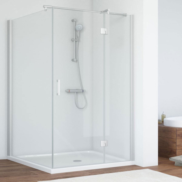 Душевой уголок профиль матовый хром стекло прозрачное Vegas-glass AFP-Fis NOVO 120*110 07 01 R (детальная фотография)