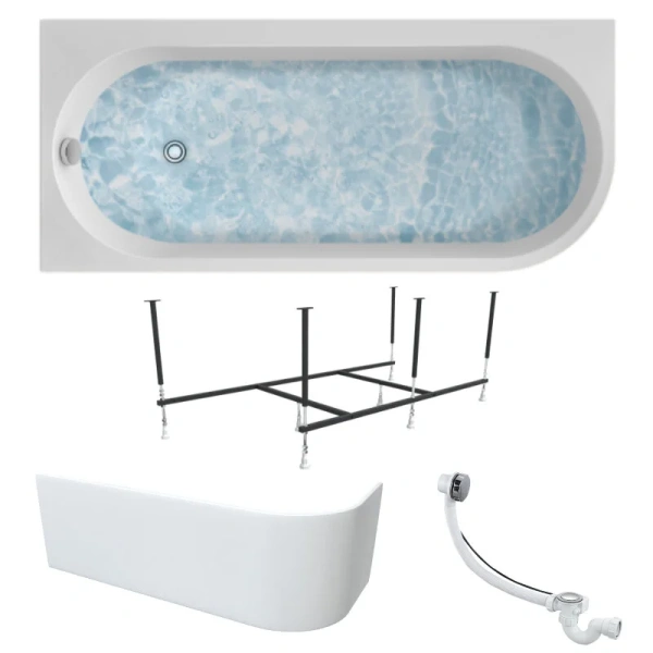 Ванна акриловая 1MarKa Alisa 01али1775лкп/01али1775пкп, 170 x 75 см, левая/правая, цвет белый (детальная фотография), овальные