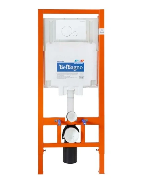 Унитаз с инсталляцией Belbagno Sfera-R кнопка белая BB046CHR/BB2111SC/BB002-80/BB014-SR-BIANCO (детальная фотография), с инсталляцией