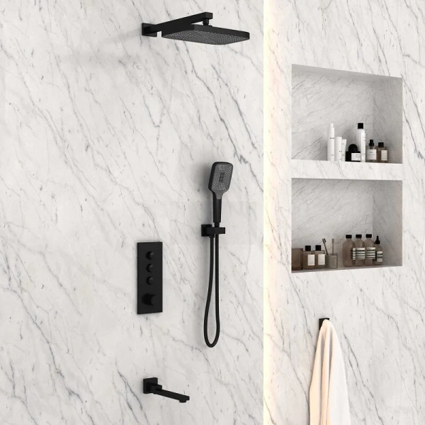 Душевой комплект Vincea черный VSFW-433T1MB (детальная фотография), душевые комплекты, наборы