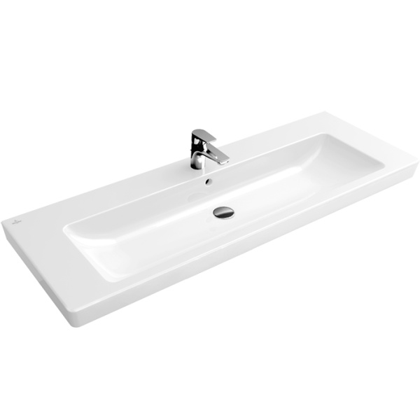 Раковина Villeroy & Boch Subway 2.0 130 см цвет альпийский белый с покрытием CeramicPlus 7176D0R1 (детальная фотография)