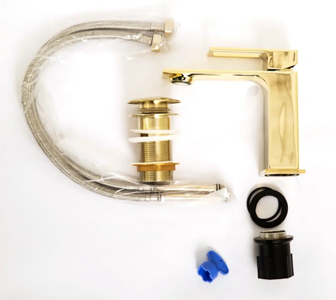 Смеситель для раковины BelBagno Luce золото LUC-LVM-ORO (детальная фотография), с коротким изливом