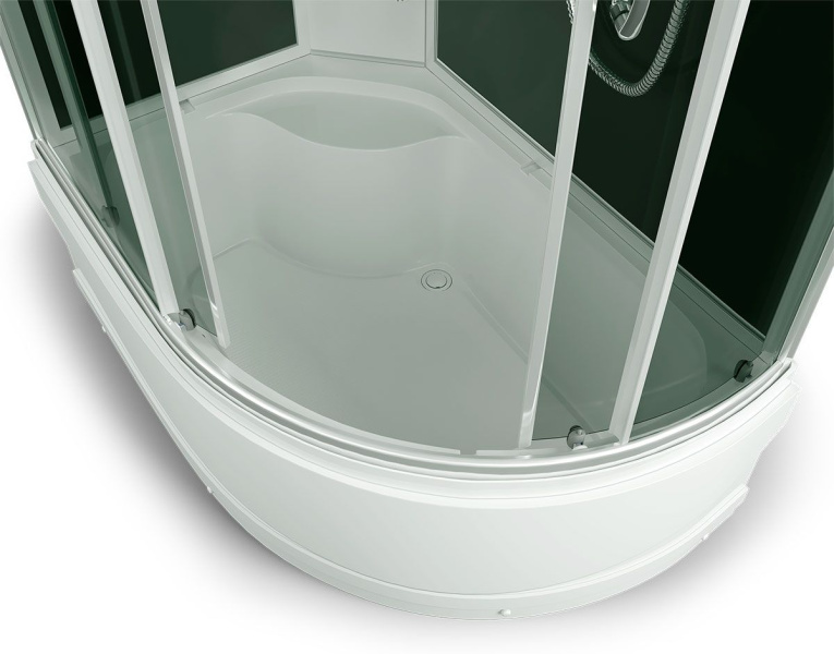 Душевая кабина, задние стенки чёрные, стекло тонированное, Erlit Comfort ER4512TP-C4 (детальная фотография), с раздвижными дверьми