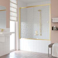Душевая шторка на ванную профиль золотой стекло фея Vegas-glass