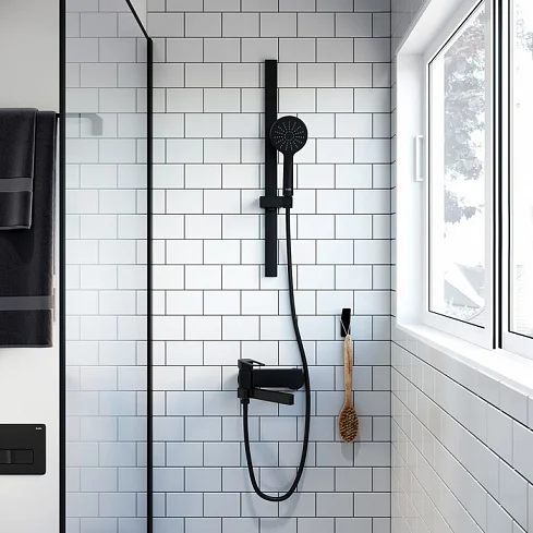 Душевой гарнитур IDDIS Slide черный матовый SLI1FB0i16 (детальная фотография), душевые гарнитуры