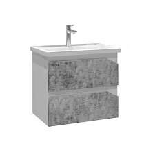 Тумба под раковину подвесная Grossman Инлайн 56,6 см белая/бетон