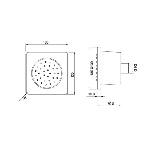 Душевая форсунка Акватек черный матовый AQ2099MB (детальная фотография), форсунки для душа