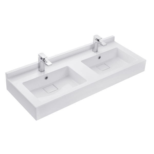 Раковина мебельная Акватон Сакура 120 см две чаши, белая 1A72433KSK010 (детальная фотография)