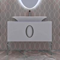 Тумба со стеклянной столешнецей без раковины, с 2 ножками, белая 100см La Beaute Savoie