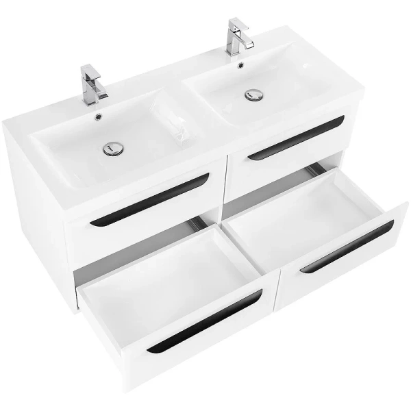 Тумба под раковину подвесная Cezares Eco 120 см с 4 ящиками, bianco lucido ECO-1200-4C-SO-2-BL (детальная фотография), 120 см