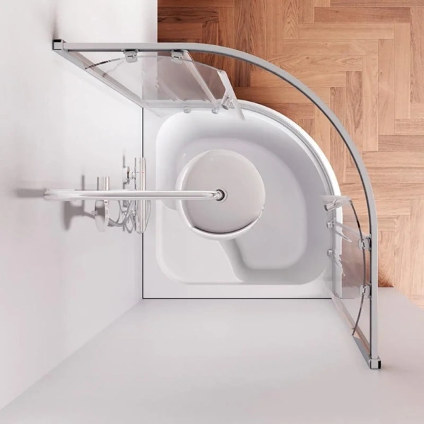 Душевой уголок Am.Pm Gem 90х90 см профиль матовое серебро W90G-401A090WT (детальная фотография), современные, hi-tech