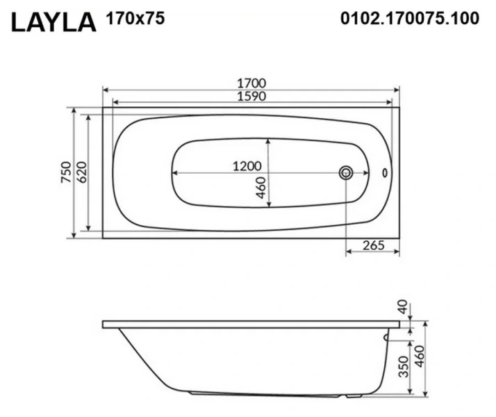 Ванна гидромассажная Whitecross Layla 170 x 75 см, SMART NANO, хром, белый, 0102.170075.100.SMARTNANO.CR (детальная фотография), акриловые