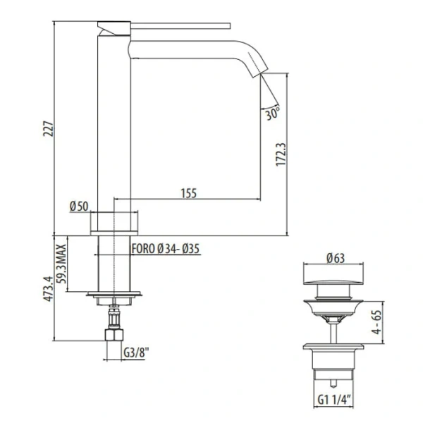 Смеситель для раковины Gattoni Circle Two хром 9146/91C0 (детальная фотография), для раковины