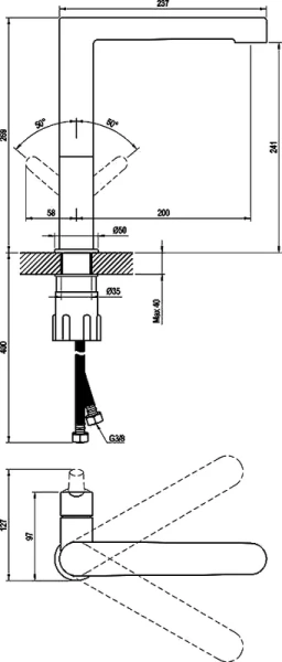 Смеситель для кухни Ravak Puri X0701 без донного клапана (детальная фотография), для кухни