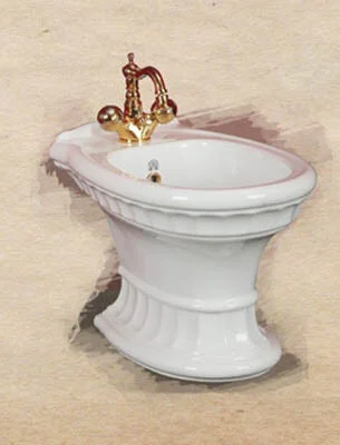 Биде напольное Migliore Gianeta белое с декором 20918 (детальная фотография), напольные, приставные