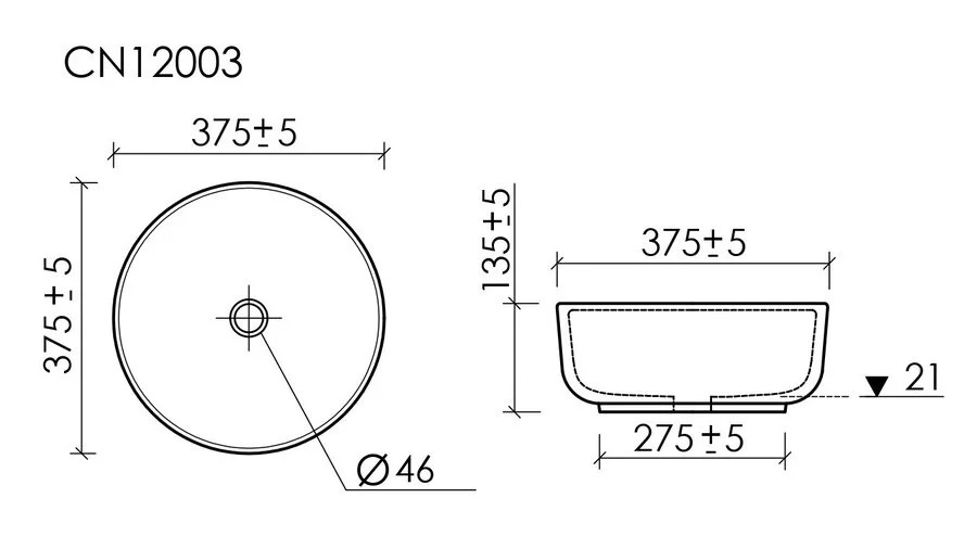 Раковина Ceramica Nova Taycan 37 см белая матовая CN12003MW (детальная фотография), современные, hi-tech