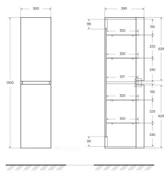 Шкаф-пенал подвесной Cezares Vague 30 см Antracite 44323 (детальная фотография), в наличии