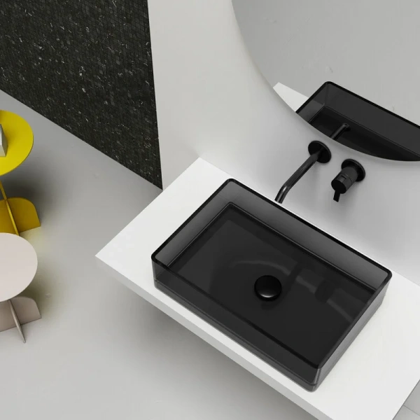 Раковина Abber Kristall AT2803 60 см прямоугольная (детальная фотография), черные, другие