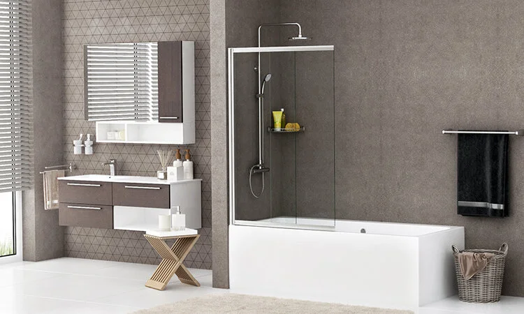 Шторка для ванны WasserKRAFT Main 100x140 см профиль хром 41S02-100 (детальная фотография), современные, hi-tech