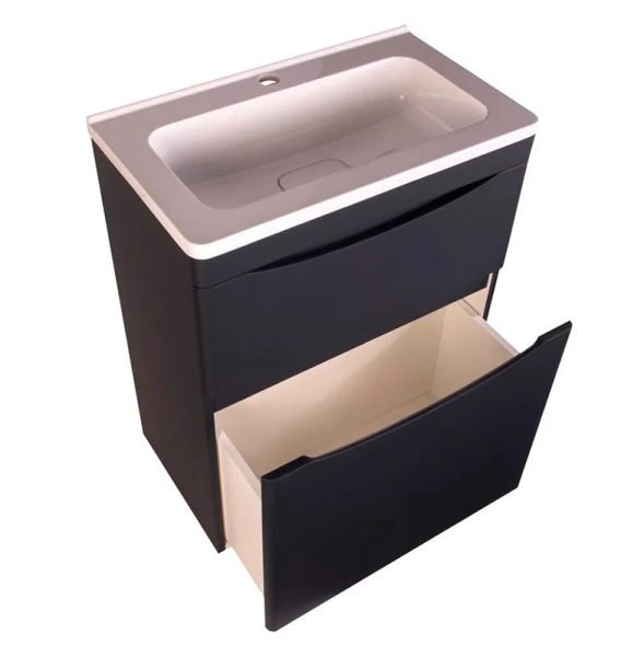 Тумба под раковину напольная Style Line Бергамо 60 см черная СС-00002308 (детальная фотография), черная