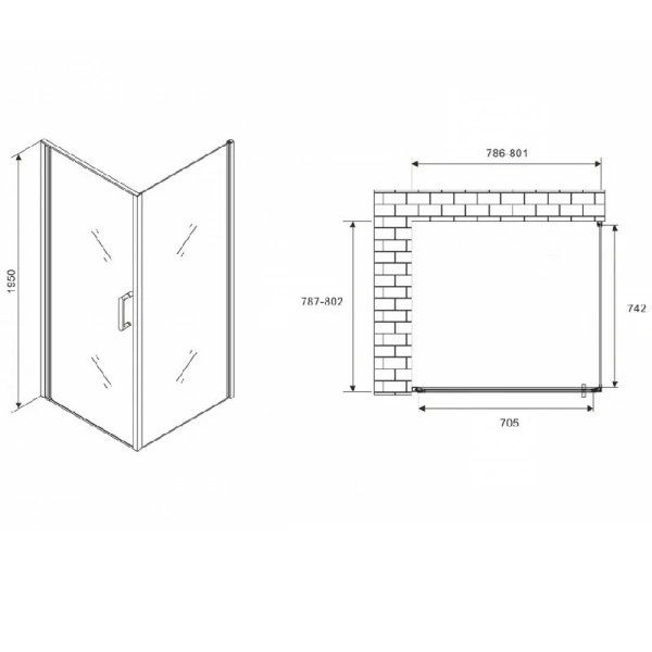 Душевой уголок Abber Sonnenstrand 80х80 см профиль черный AG04080B-S80B (детальная фотография), квадратные