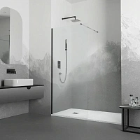 Душевая перегородка RGW Walk In 110 см профиль черный, стекло прозрачное