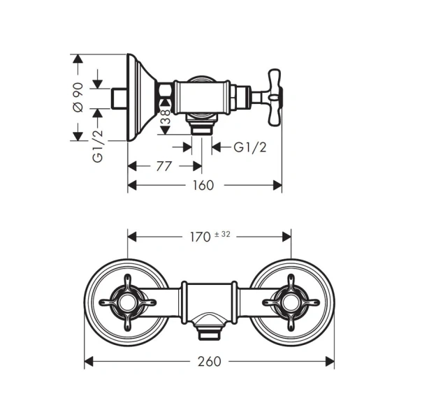 Смеситель для душа Axor Montreux 16560 (детальная фотография), классические, ретро