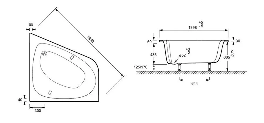 Ванна гидромассажная Jacob Delafon Odeon Up E5TN2240RU-00, 140 x 140 см c системой Tonus + (детальная фотография), современныe, hi-tech