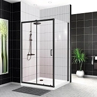 Душевой уголок BelBagno Uno 120x80 см профиль черный, стекло прозрачное